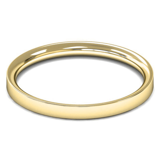 14ct Yellow Gold 2mm Light Weight Flat Court Wedding Ring