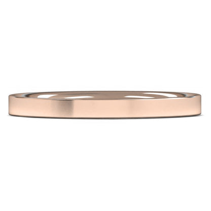 18ct Rose Gold 2mm Light Weight Flat Court Wedding Ring