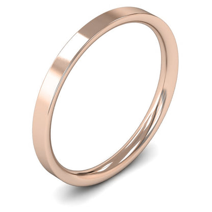 18ct Rose Fairtrade Gold 2mm Light Weight Flat Court Wedding Ring