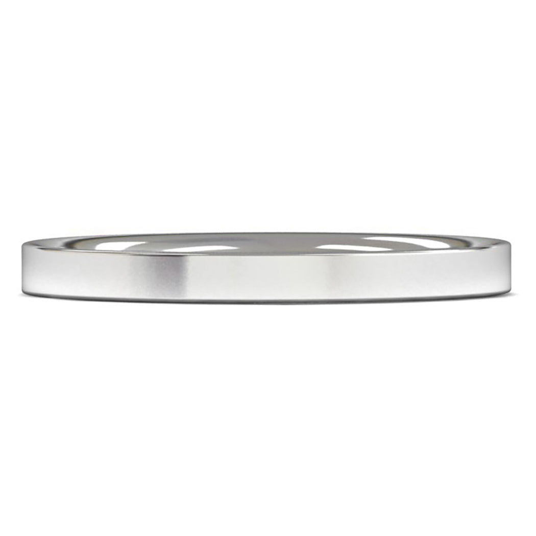 18ct White Fairtrade Gold 2mm Light Weight Flat Court Wedding Ring