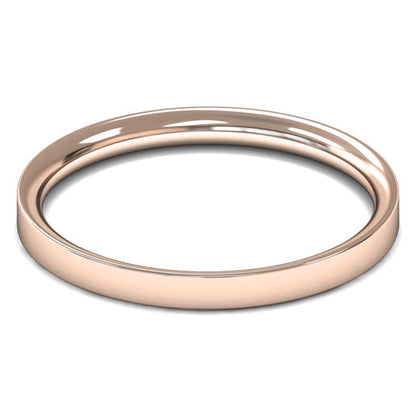 9ct Rose Gold 2mm Light Weight Flat Court Wedding Ring