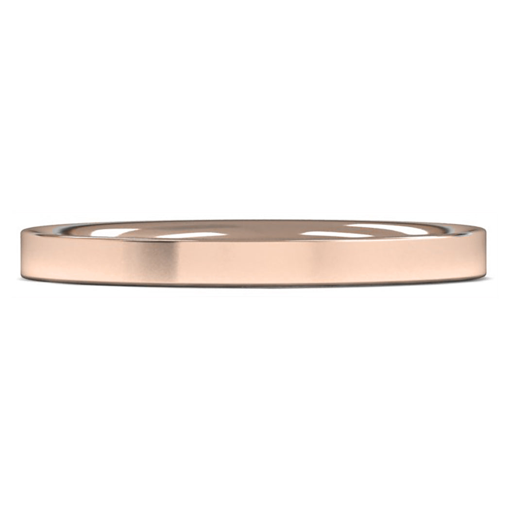 9ct Rose Fairtrade Gold 2mm Light Weight Flat Court Wedding Ring