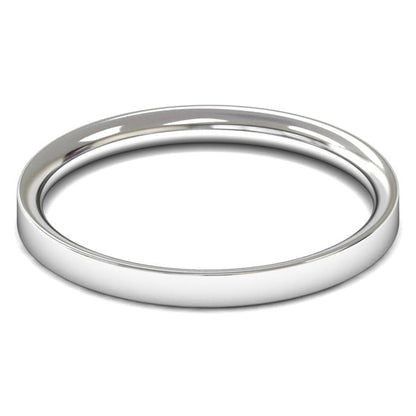 9ct White Fairtrade Gold 2mm Light Weight Flat Court Wedding Ring
