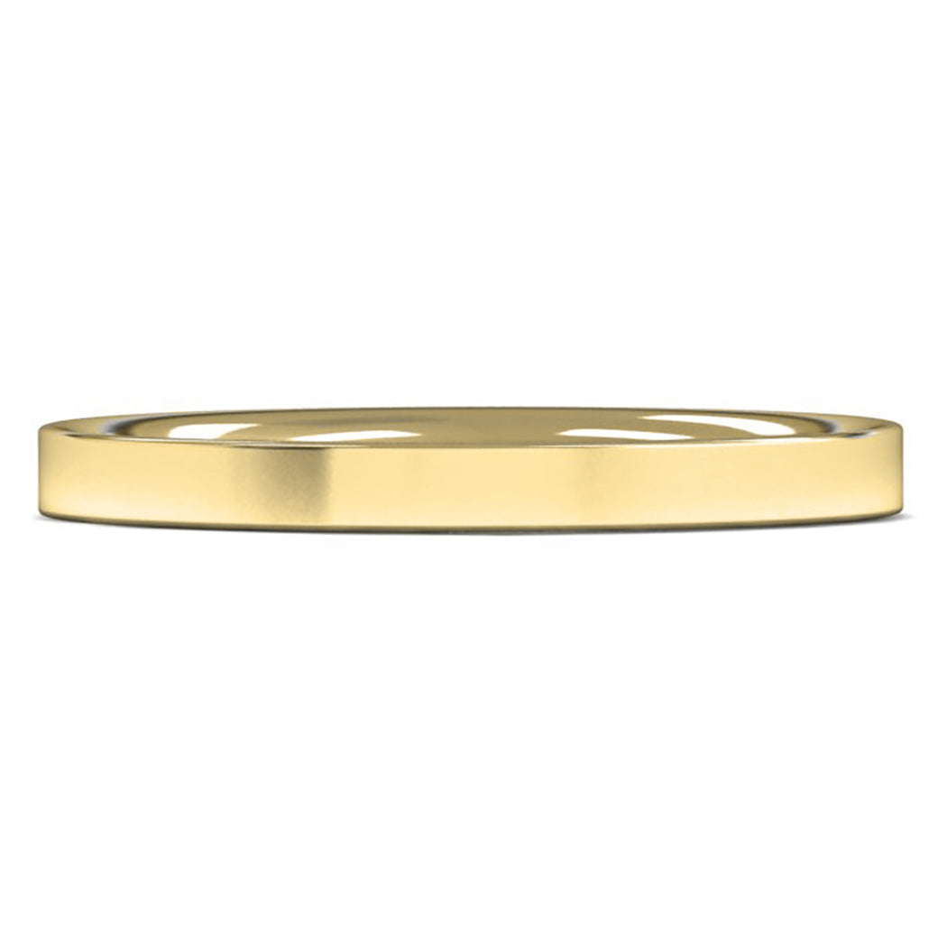 9ct Yellow Fairtrade Gold 2mm Light Weight Flat Court Wedding Ring