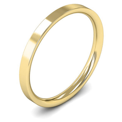 9ct Yellow Fairtrade Gold 2mm Light Weight Flat Court Wedding Ring