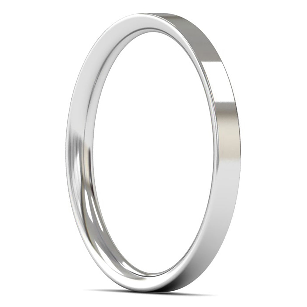 Platinum 950 2mm Light Weight Flat Court Wedding Ring