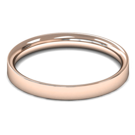 14ct Rose Gold 2.5mm Light Weight Flat Court Wedding Ring