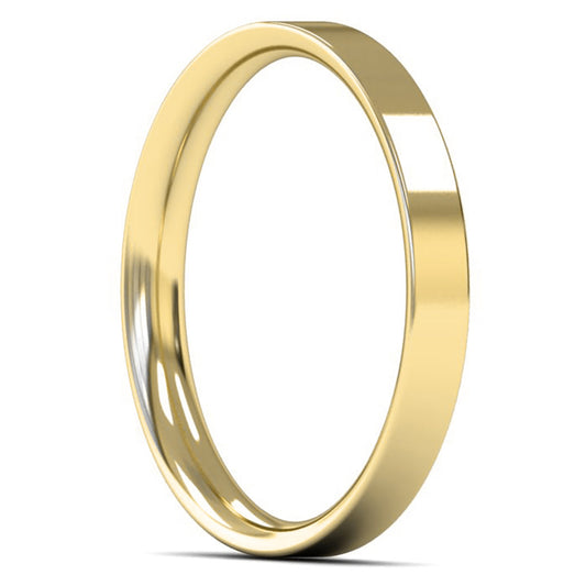 14ct Yellow Gold 2.5mm Light Weight Flat Court Wedding Ring