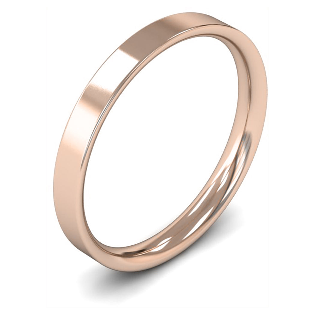 18ct Rose Fairtrade Gold 2.5mm Light Weight Flat Court Wedding Ring