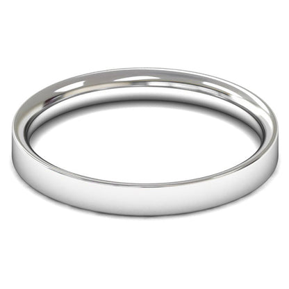 18ct White Gold 2.5mm Light Weight Flat Court Wedding Ring