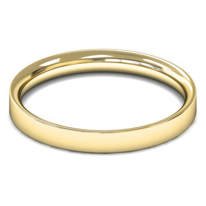 9ct Yellow Fairtrade Gold 2.5mm Light Weight Flat Court Wedding Ring