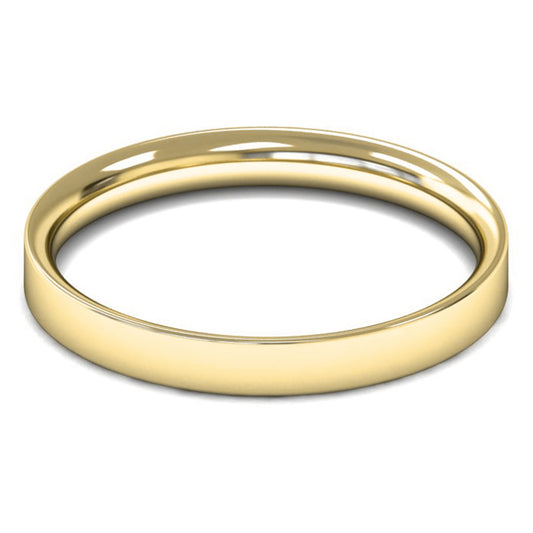 9ct Yellow Gold 2.5mm Light Weight Flat Court Wedding Ring