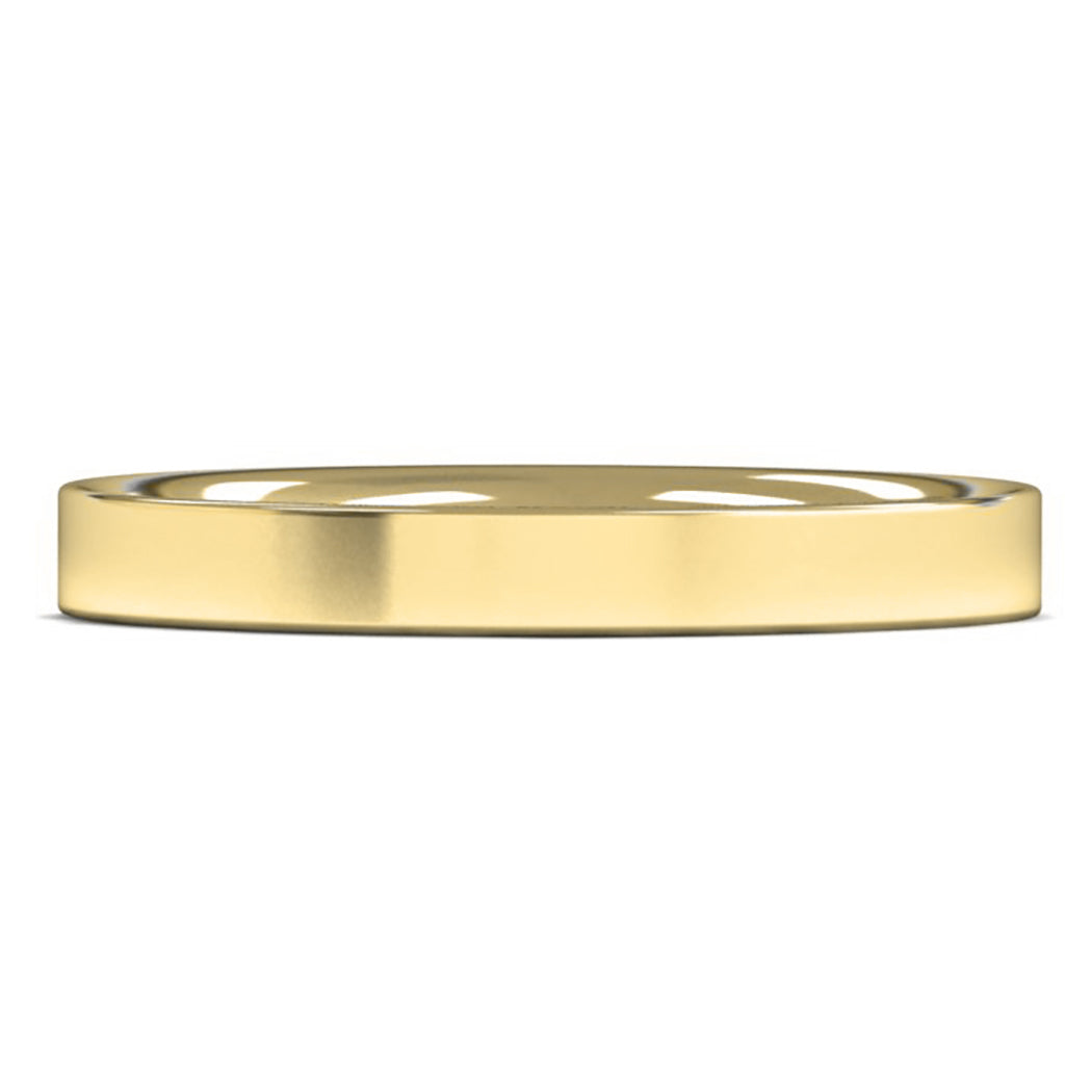 9ct Yellow Fairtrade Gold 2.5mm Light Weight Flat Court Wedding Ring