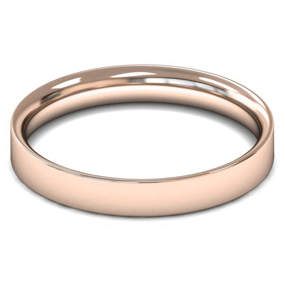 14ct Rose Fairtrade Gold 3mm Light Weight Flat Court Wedding Ring
