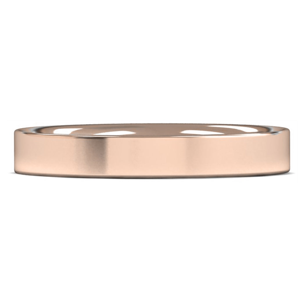 14ct Rose Gold 3mm Light Weight Flat Court Wedding Ring