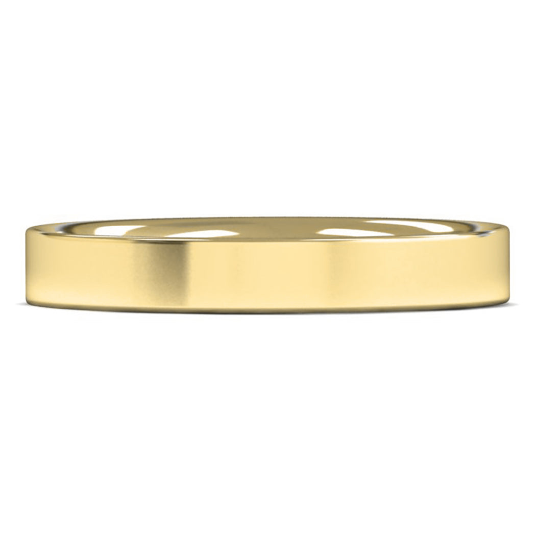 14ct Yellow Fairtrade Gold 3mm Light Weight Flat Court Wedding Ring