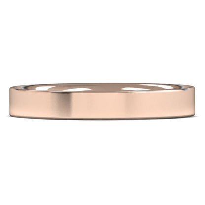 18ct Rose Gold 3mm Light Weight Flat Court Wedding Ring
