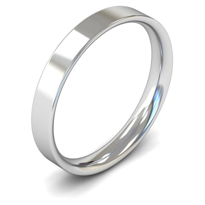 9ct White Fairtrade Gold 3mm Light Weight Flat Court Wedding Ring