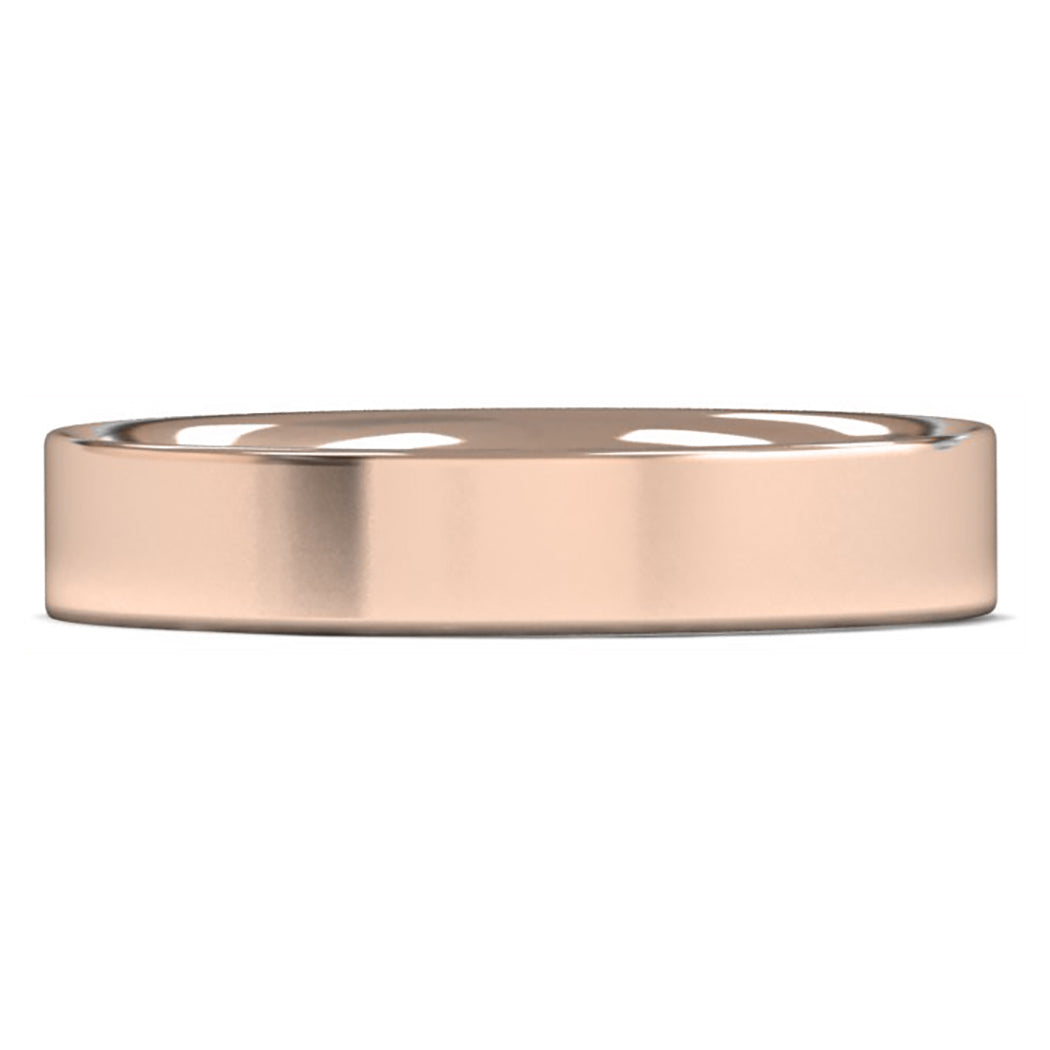 14ct Rose Fairtrade Gold 4mm Light Weight Flat Court Wedding Ring
