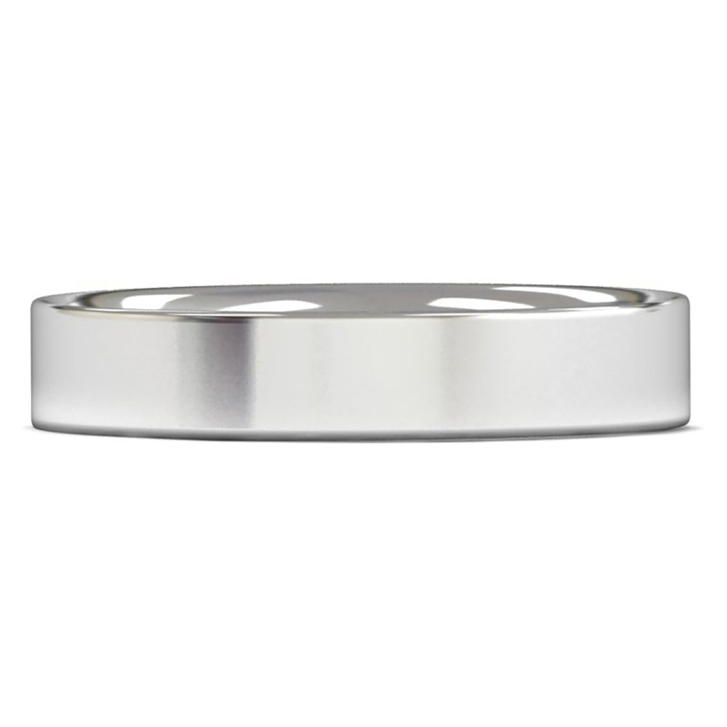 14ct White Gold 4mm Light Weight Flat Court Wedding Ring