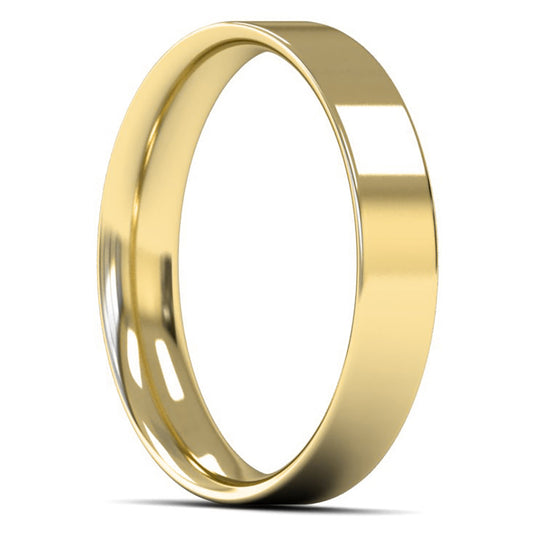 14ct Yellow Gold 4mm Light Weight Flat Court Wedding Ring