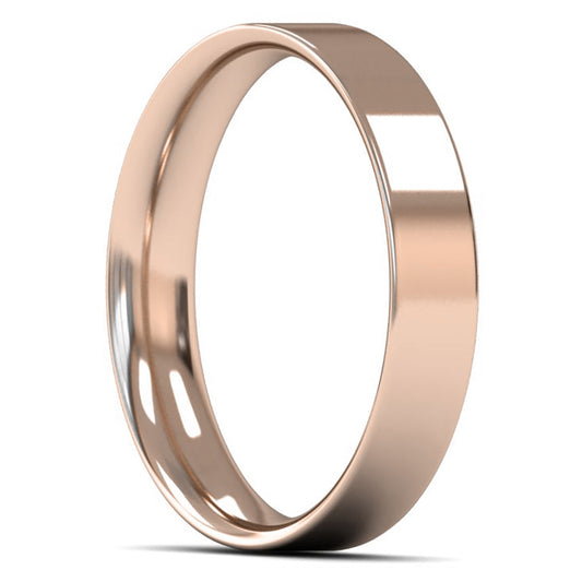 18ct Rose Fairtrade Gold 4mm Light Weight Flat Court Wedding Ring