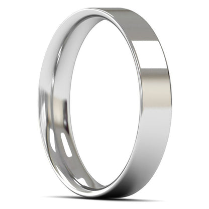 9ct White Gold 4mm Light Weight Flat Court Wedding Ring