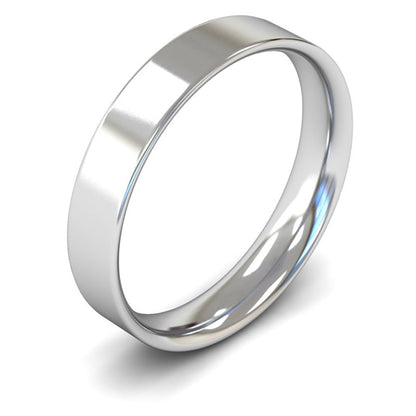 9ct White Gold 4mm Light Weight Flat Court Wedding Ring