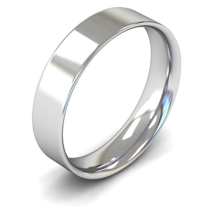 14ct White Fairtrade Gold 5mm Light Weight Flat Court Wedding Ring