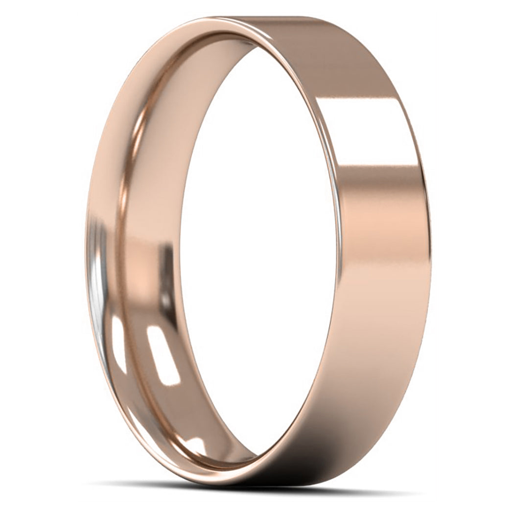 18ct Rose Fairtrade Gold 5mm Light Weight Flat Court Wedding Ring