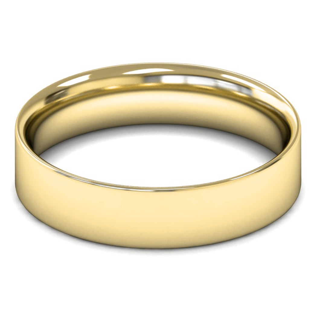 9ct Yellow Fairtrade Gold 5mm Light Weight Flat Court Wedding Ring