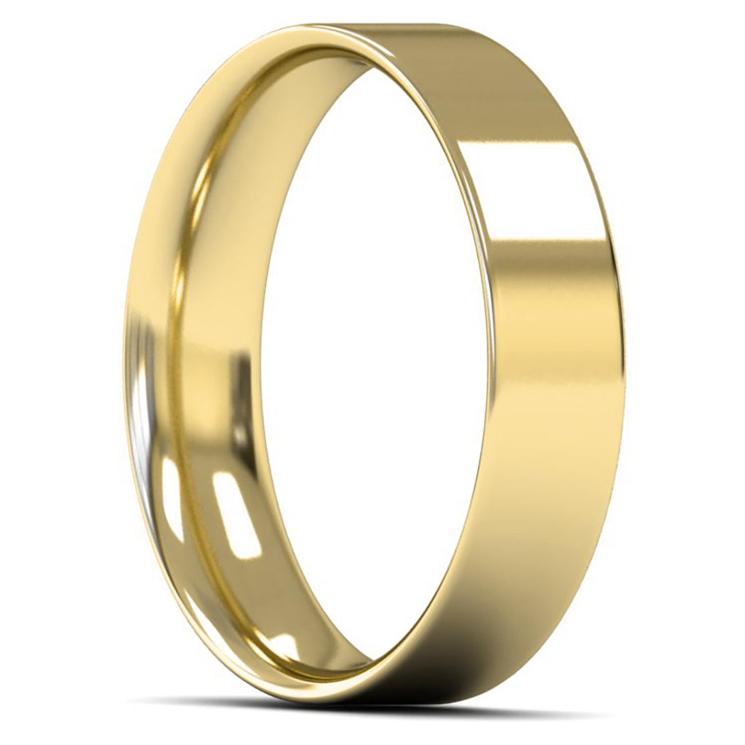 9ct Yellow Gold 5mm Light Weight Flat Court Wedding Ring