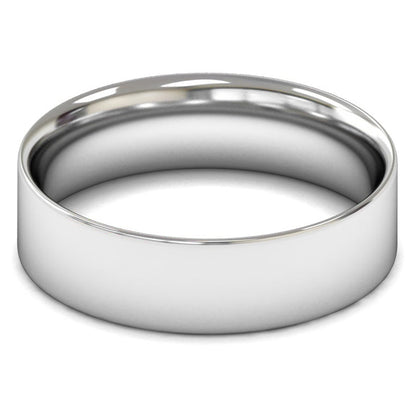 14ct White Fairtrade Gold 6mm Light Weight Flat Court Wedding Ring