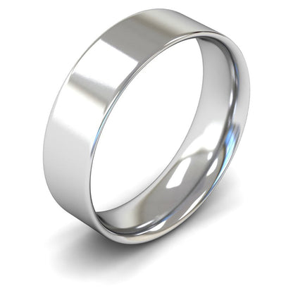 14ct White Gold 6mm Light Weight Flat Court Wedding Ring
