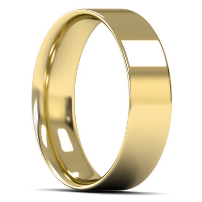 18ct Yellow Fairtrade Gold 6mm Light Weight Flat Court Wedding Ring