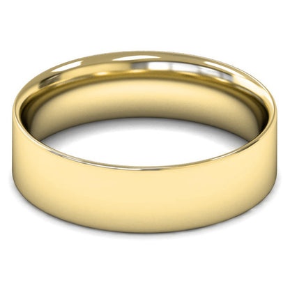 9ct Yellow Fairtrade Gold 6mm Light Weight Flat Court Wedding Ring