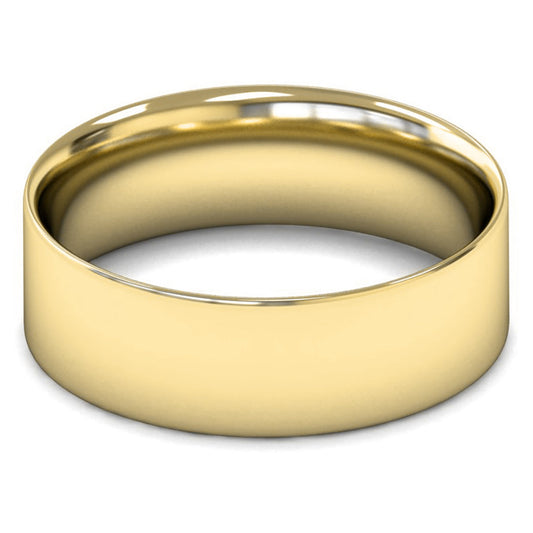 14ct Yellow Fairtrade Gold 7mm Light Weight Flat Court Wedding Ring