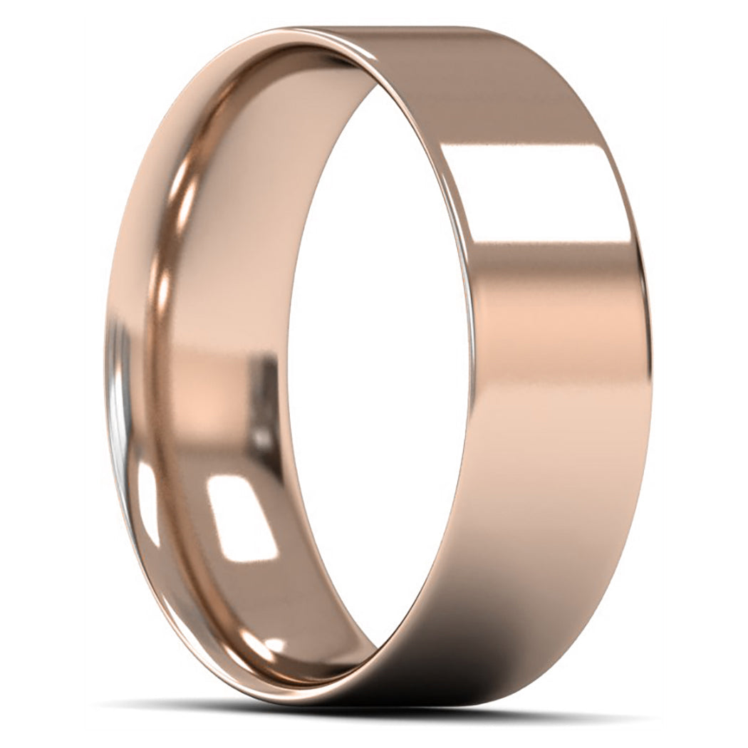 9ct Rose Gold 7mm Light Weight Flat Court Wedding Ring