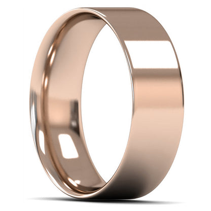 9ct Rose Gold 7mm Light Weight Flat Court Wedding Ring