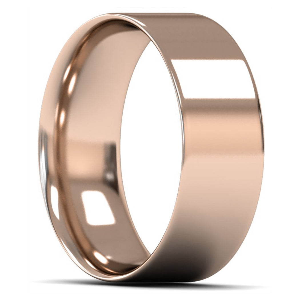 14ct Rose Gold 8mm Light Weight Flat Court Wedding Ring