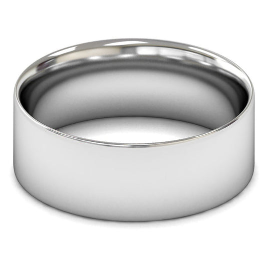 14ct White Gold 8mm Light Weight Flat Court Wedding Ring