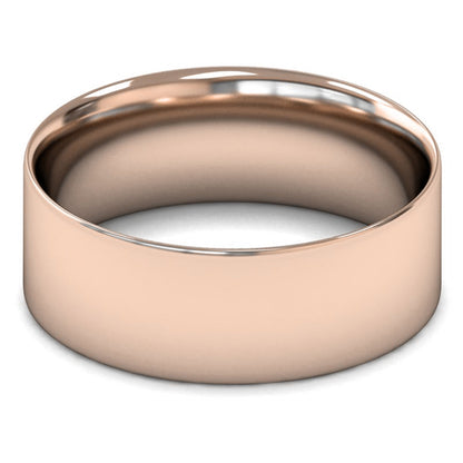 18ct Rose Gold 8mm Light Weight Flat Court Wedding Ring