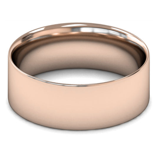 18ct Rose Fairtrade Gold 8mm Light Weight Flat Court Wedding Ring