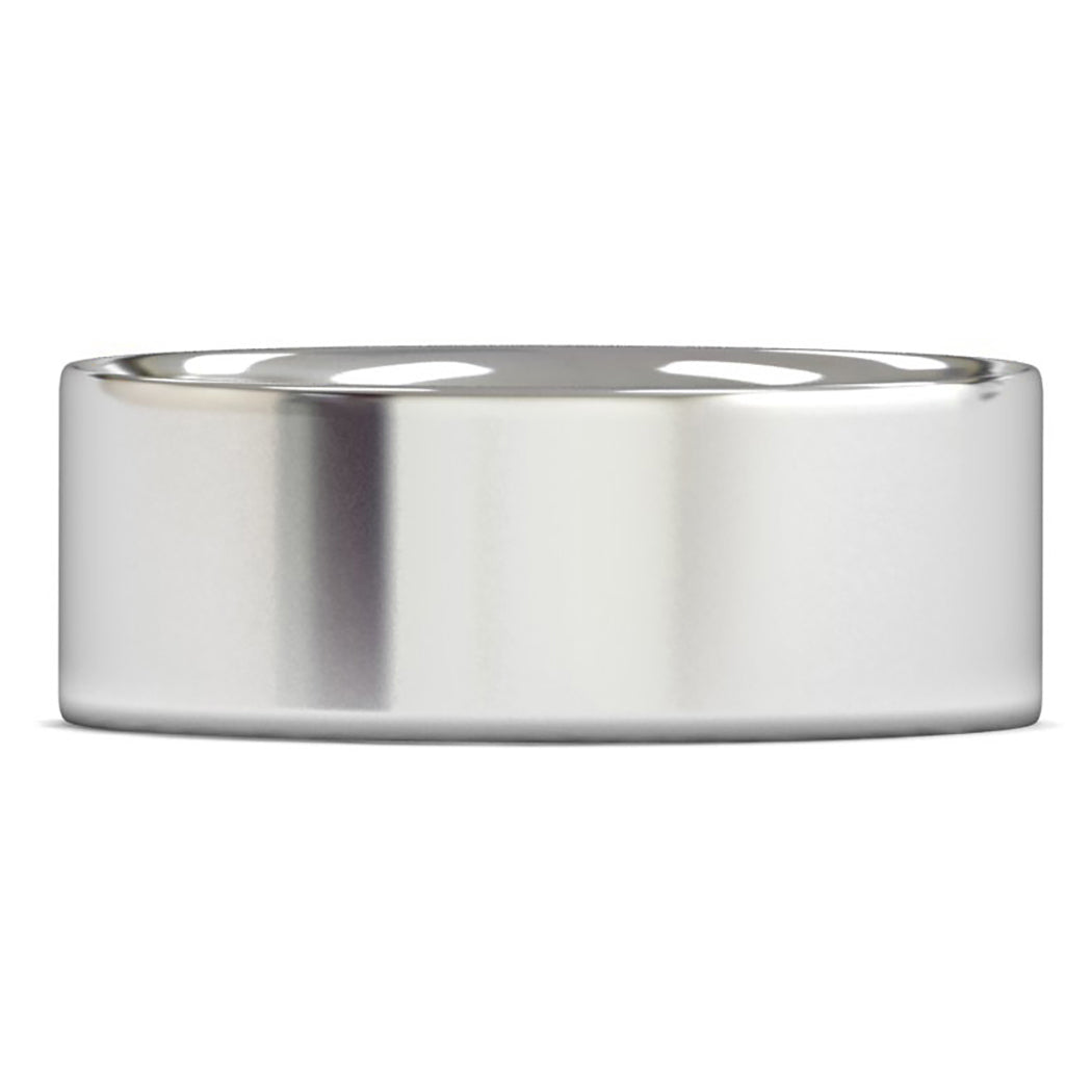 9ct White Fairtrade Gold 8mm Light Weight Flat Court Wedding Ring