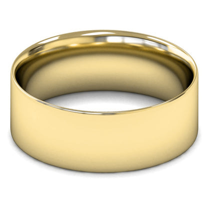 9ct Yellow Fairtrade Gold 8mm Light Weight Flat Court Wedding Ring