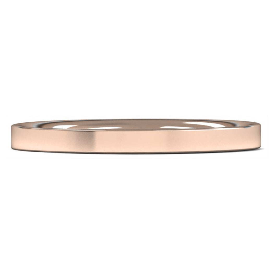 14ct Rose Gold 2mm Medium Weight Flat Court Wedding Ring