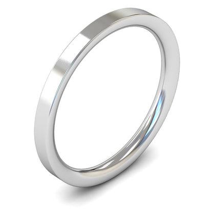 14ct White Gold 2mm Medium Weight Flat Court Wedding Ring