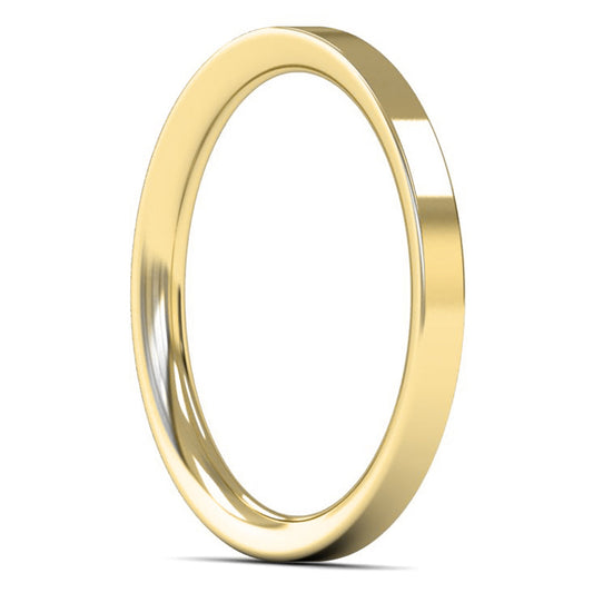 14ct Yellow Gold 2mm Medium Weight Flat Court Wedding Ring