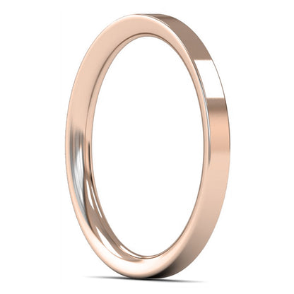 18ct Rose Fairtrade Gold 2mm Medium Weight Flat Court Wedding Ring