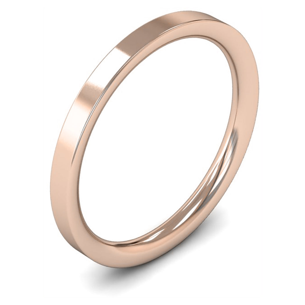 9ct Rose Fairtrade Gold 2mm Medium Weight Flat Court Wedding Ring